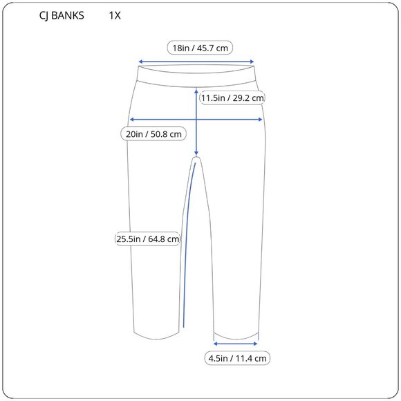 CJ Banks Women Pants 1X Plus Capri Pull On Blue Comfy Signature Slimming CAP20E - Picture 2 of 9